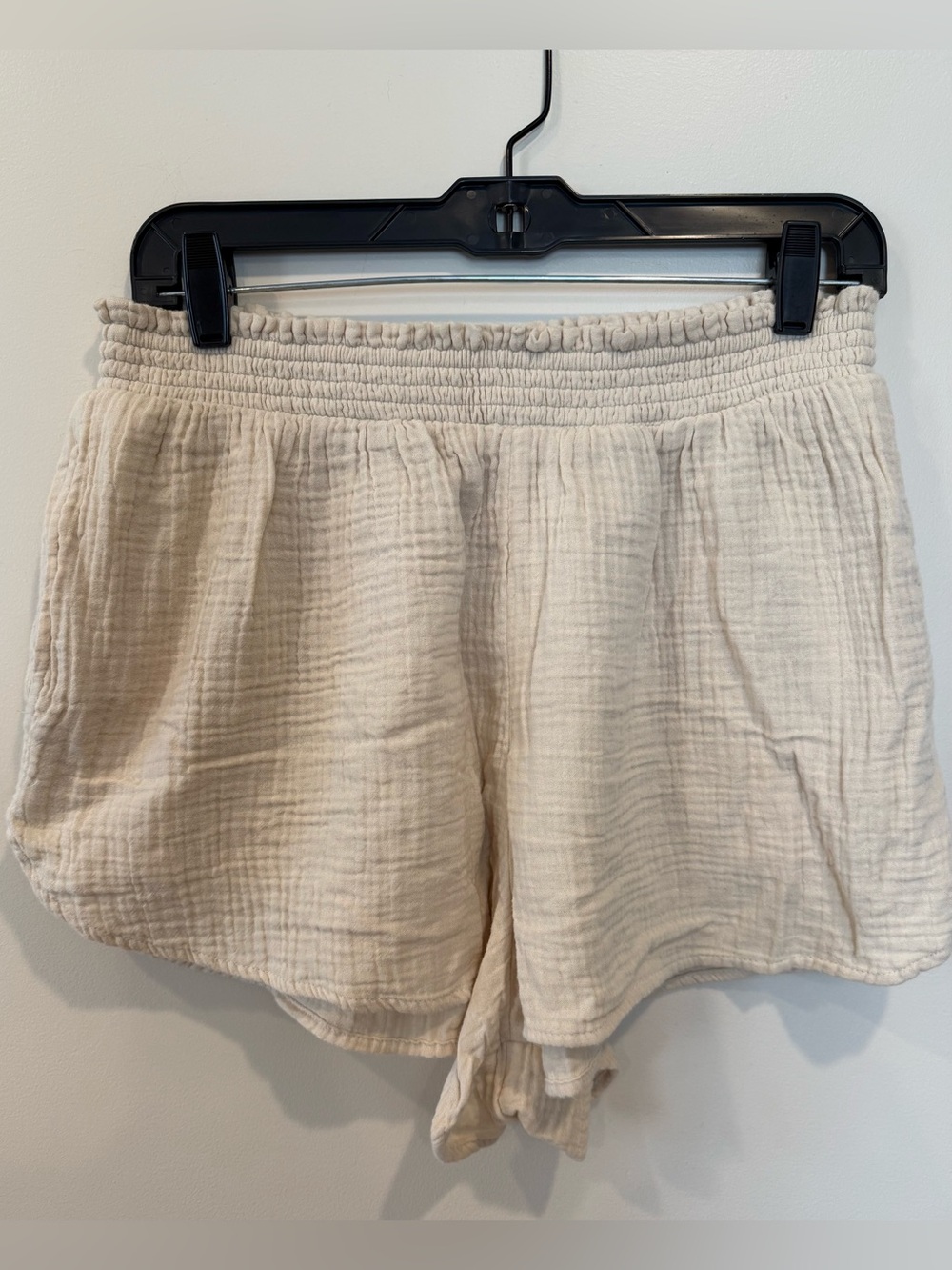Aerie Beige Tan Cream Gauze Elastic-Waist Shorts Large